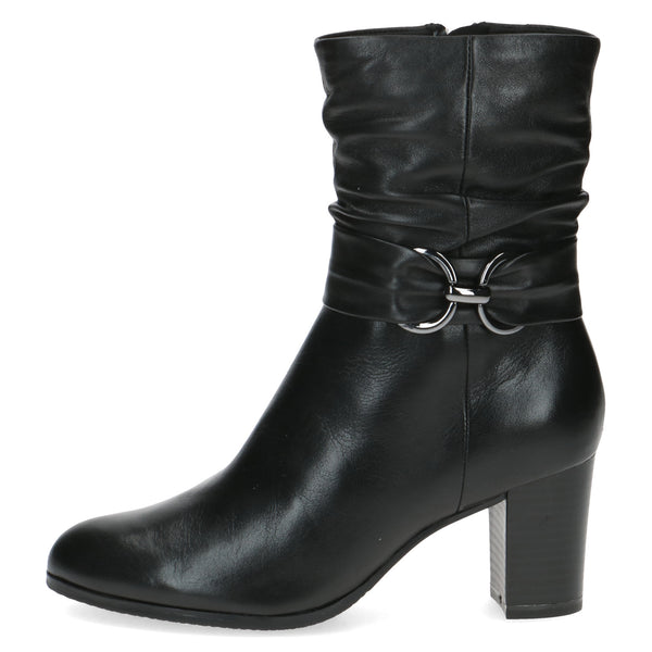 Caprice 25328 Leather Ankle Boot with Heel - Black