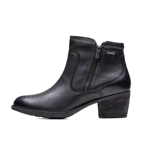 Clarks Neva Zip WP Waterproof Leather Ankle Boot - Blackt -