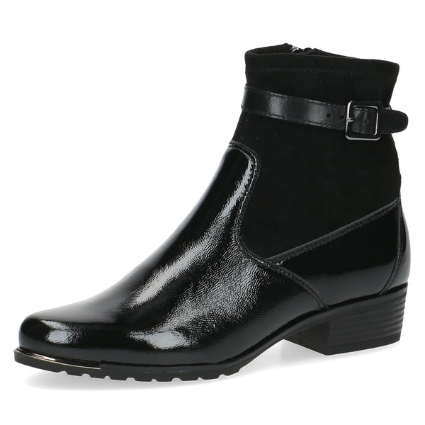 Caprice 25333 Patent leather/Suede Ankle Boots - Black