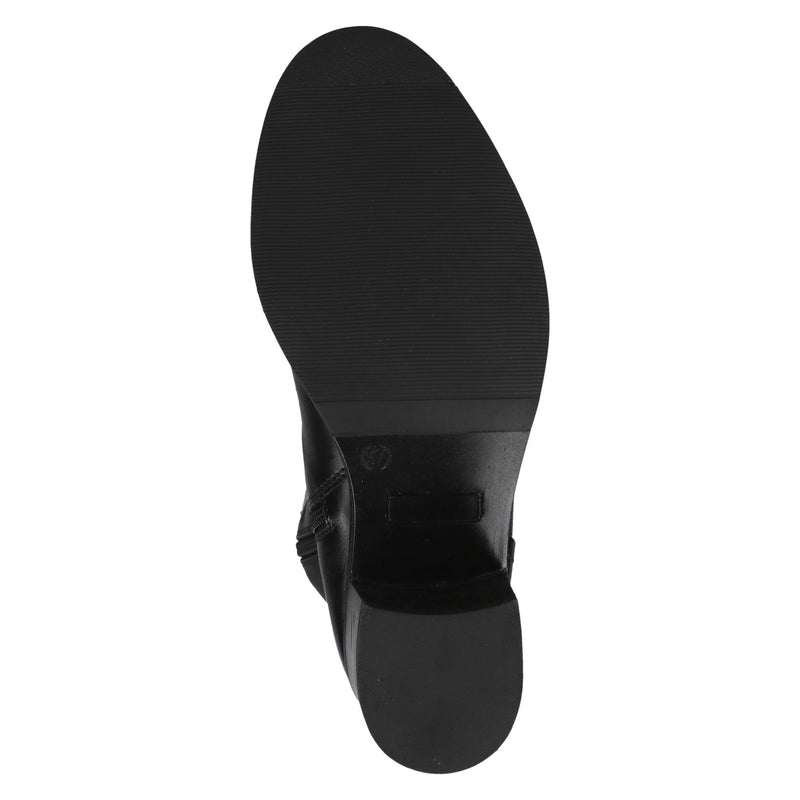 Caprice 25500 Long Leather Boot, Block Heel - Black