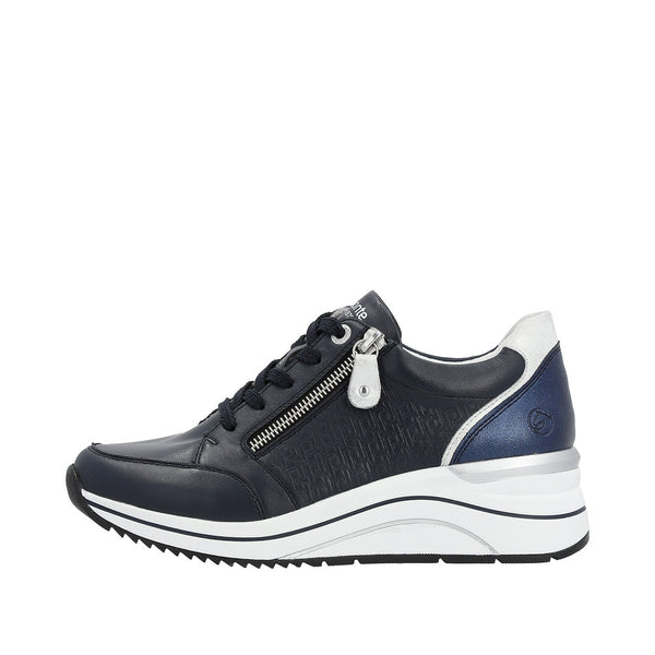 Remonte D0T03-14 Lace/Zip Wedge Sneaker - Navy