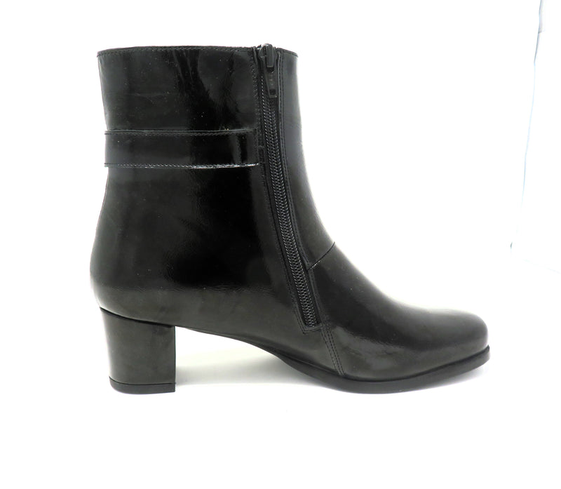 Softmode KELLY Patent Zipped Heel Ankle Boot - Black