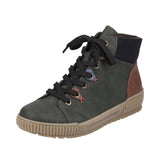 Rieker N0711-54 Laced Ankle Boot - Green Combi