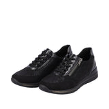 Remonte R6700-03  Laced/Zip Sneaker - Black