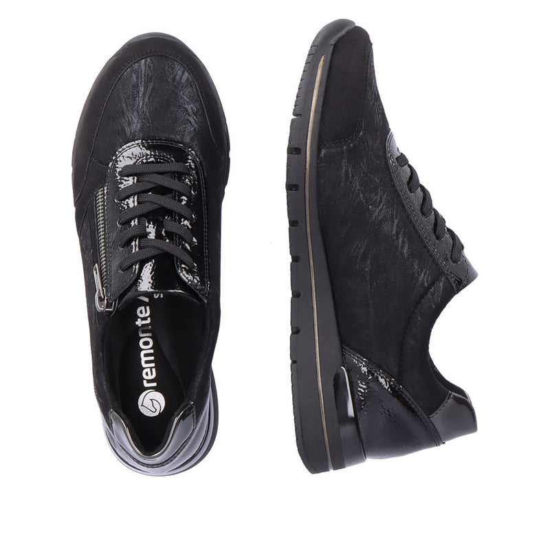 Remonte R6700-03  Laced/Zip Sneaker - Black