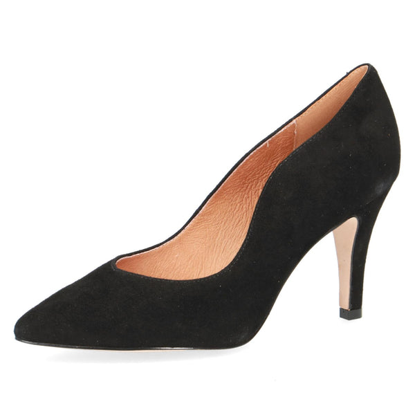 Caprice 22412 - Ladies High Heel Court Shoe - Black Suede