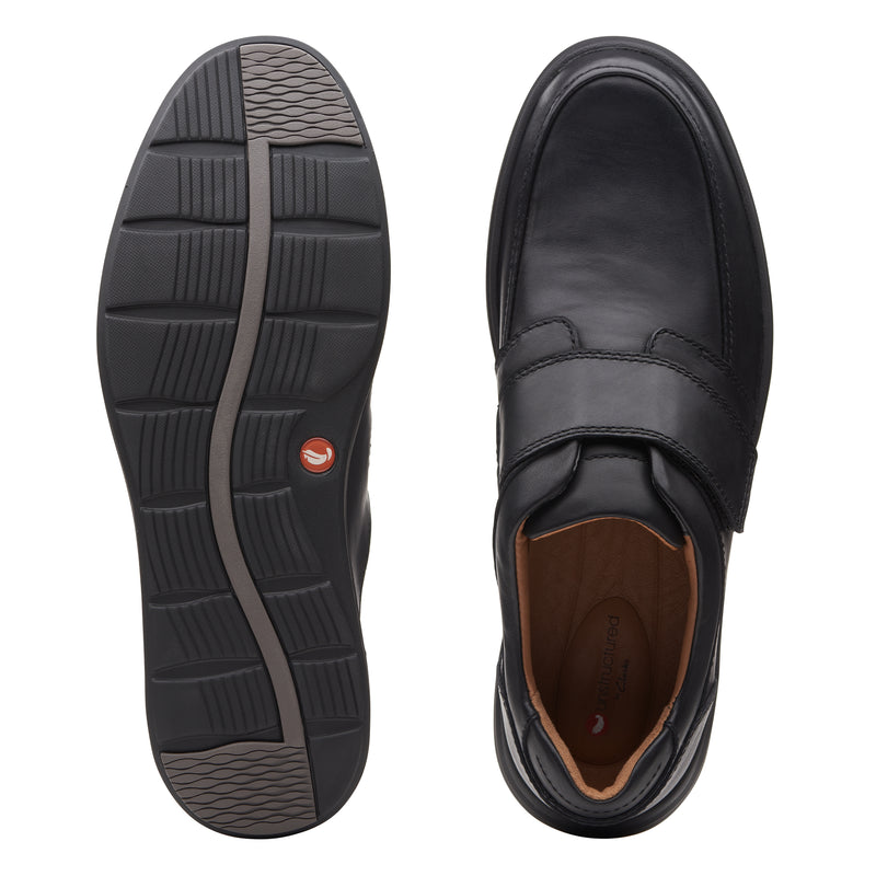 Clarks Un Abode Strap Mens Casual Leather Velcro Shoe - Black