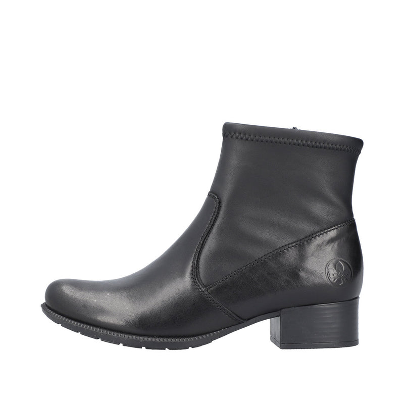 Rieker 78674-00 Low Heel Ankle Boot - Black