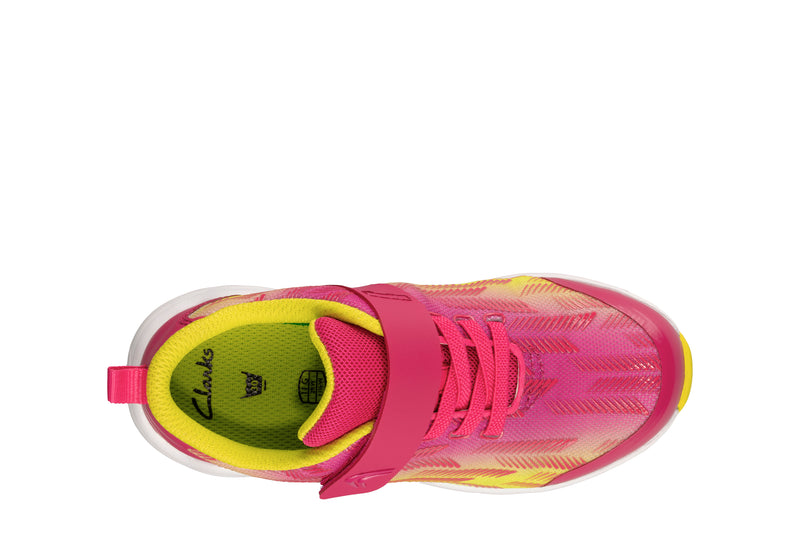 Clarks Aeon Pace Toddlers Velcro Trainer - Pink/Lime