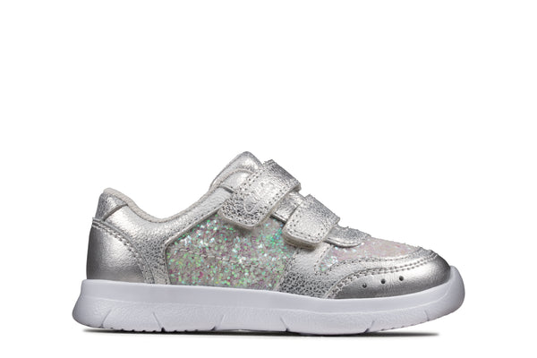 Clarks Ath Sonar Toddler  Trainer - Silver