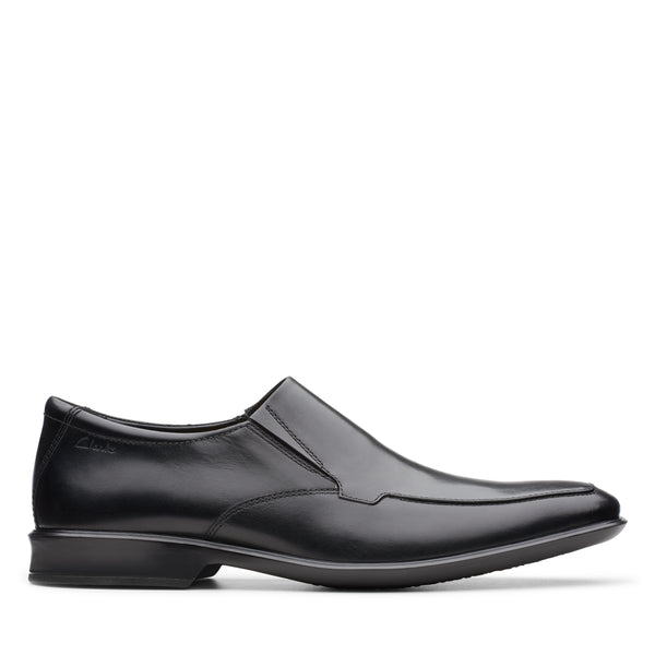 Clarks Mens Bensley Step Slip On Leather Shoes - Black
