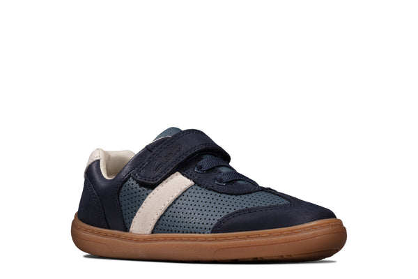 Clarks Flash Step Velcro Toddlers - Navy Combi Leather