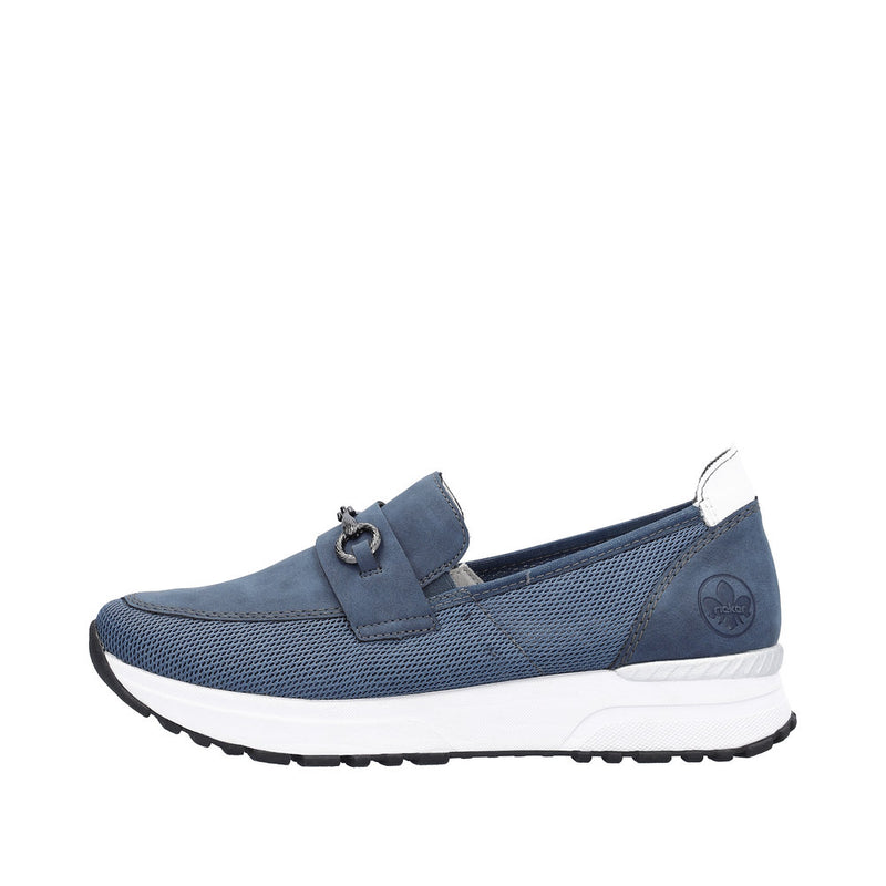 Rieker N7455 Slip On Casual Shoe-Blue