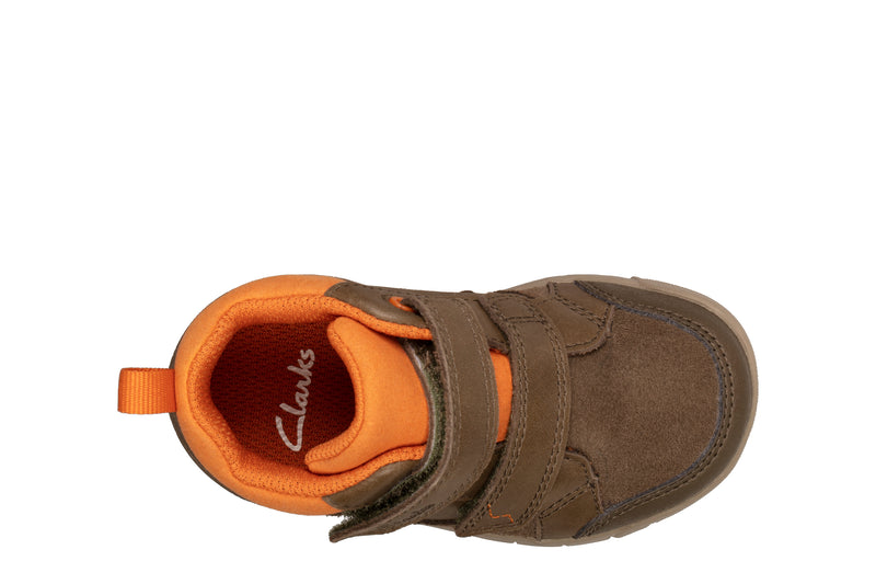 Clarks Rex Park Toddler Velcro High Top - Khaki Leather