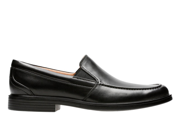 Clarks Mens Un Adrylic Slip Wide Fit Slip On Leather Shoes - Black