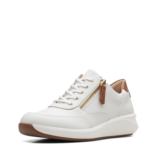 Clarks Un Rio Zip Laced/Zip Sneaker - White