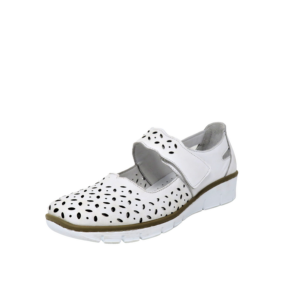 Softmode TERRI Velcro Low Wedge Shoe - White